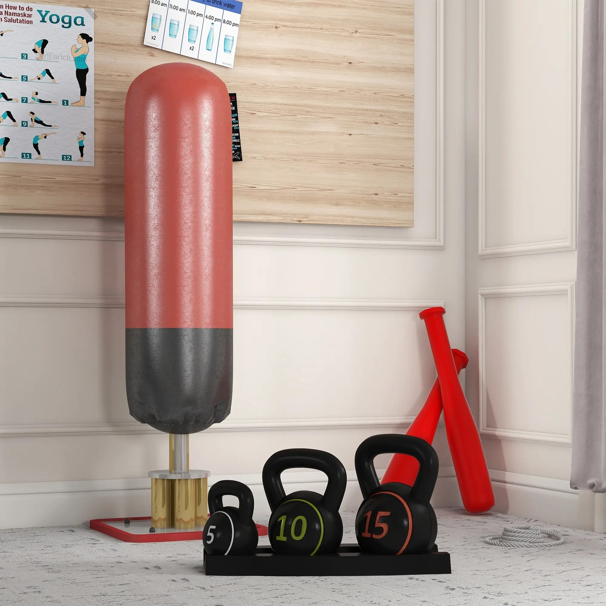 Three Piece Kettlebell Set with Tray